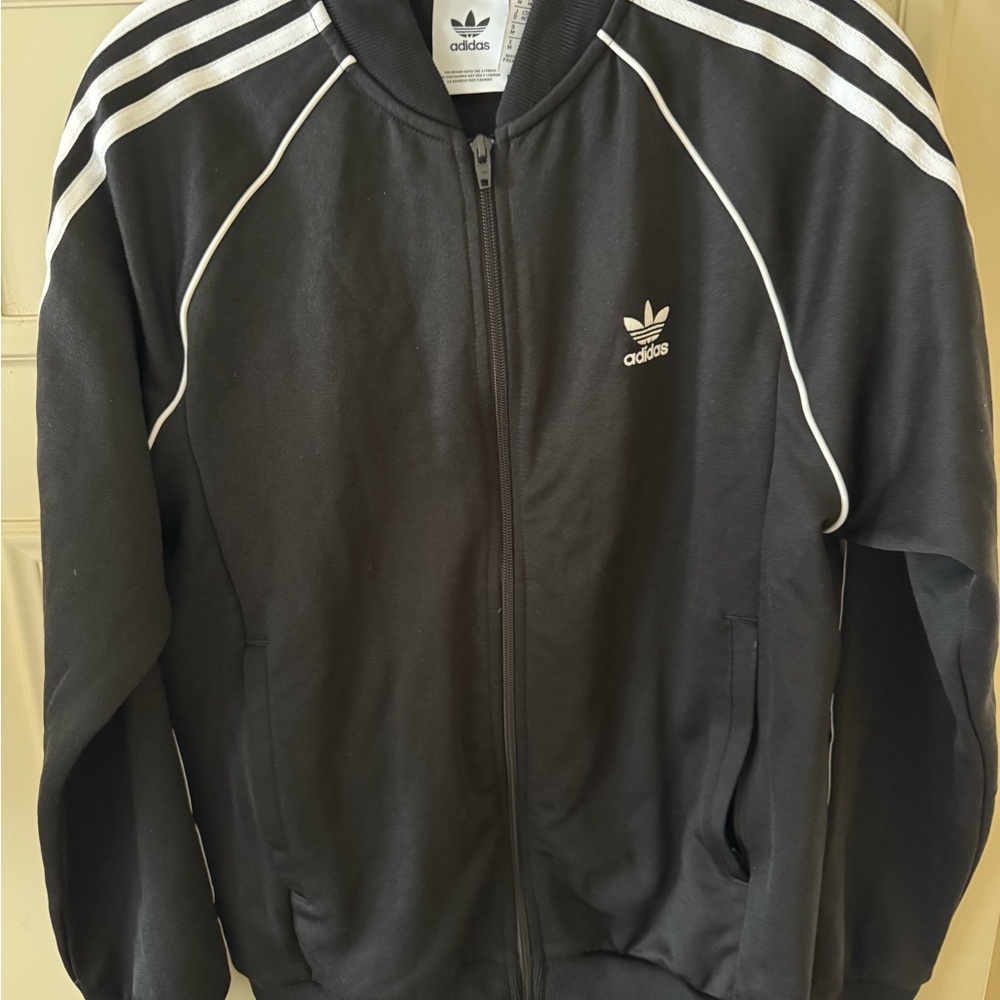 Adidas Black and White Bomber/Track Jacket Size Medium - Picture 2 of 3